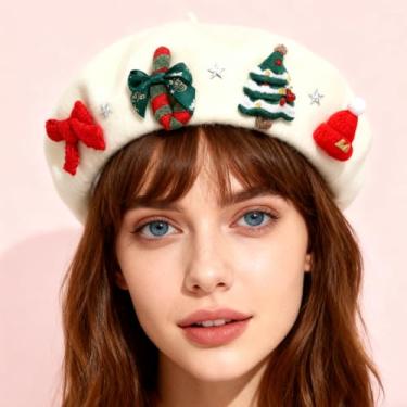 Imagem de Boina para Natal, chapéu festivo decorativo de árvore de Natal, um presente moderno e versátil, para o Natal, Dia dos Namorados e Ano Novo