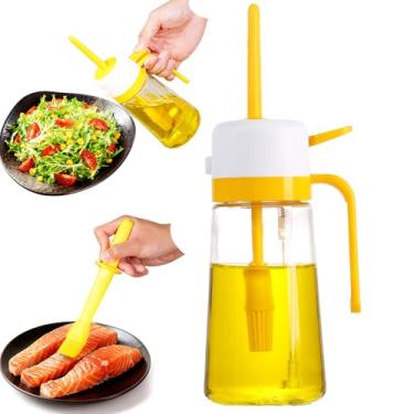Imagem de SAINSWIN Pulverizador de azeite de oliva de vidro de 470 ml para cozinhar – Frasco de spray de óleo de canola 2 em 1 para cozinha, frasco de spray de ampla abertura com escova de silicone, utensílios