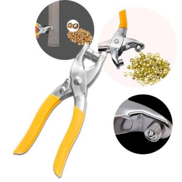 Imagem de Alicate para Colocar Ilhós Manual 100 Ilhoses Dourado B-TEK Modelo BT-