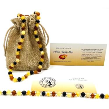 Imagem de Colar autêntico de âmbar báltico cru – joia unissex certificada de 12,5 polegadas – Contas de âmbar genuínas do mar Báltico – Presente de âmbar verdadeiro feito à mão