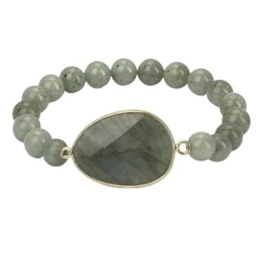 Imagem de KH866 Pulseira espiritual feita à mão com contas de labradorita natural pulseira elástica, presente adequado para mulheres, cura, proteção, força, Reiki, alívio da ansiedade, equilíbrio