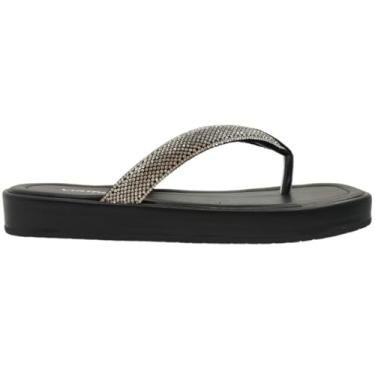 Imagem de Tamanco Dedo Feminino Casual Dia a Dia FlatForm com Strass Via Marte 178-001