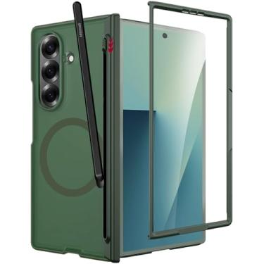 Imagem de Miimall Capa para Samsung Galaxy Z Fold 7 com suporte para caneta S e caneta Stylus, protetor de tela integrado e dobradiça magnética, traseira fosca translúcida, antiderrapante fina para Z Fold 7