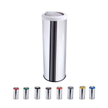Imagem de Lixeira Inox Com Tampa Basculante Flip-top 30 Litros Cesto De Lixo - C