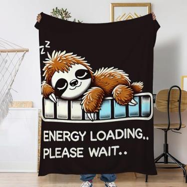 Imagem de Cobertores de sofá de preguiça adormecida, animal fofo, macio, aconchegante e leve para viagem, cobertor de lã de flanela para sofá, cama, acampamento, noites de cinema, assistir TV 127 x 152 cm