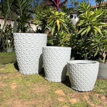 Imagem de Kit 3 Vasos Planta Decorativo Jardim Coluna Diamante 0,1 e 2 Cor:CINZA