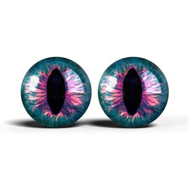 Imagem de Olhos realistas de artesanato de vidro de 2,5 cm, design de íris vertical de gato animal, conjunto de 2 peças, globos oculares de cabochão abobadados, arte, taxidermia e suprimentos para fabricação de
