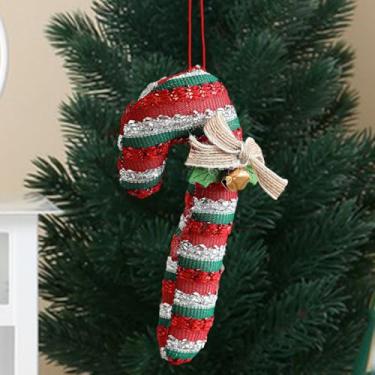 Imagem de Enfeite de árvore de Natal, enfeite de pendurar bengala doce portátil decoração sazonal presente de feriado (verde, 13,5 cm x 7 cm)