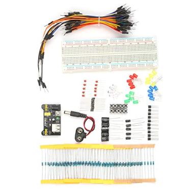 Imagem de Kit de Componentes Eletrônicos Variedade de Componentes Eletrônicos 830 Pontos de Amarração Mb102 Placa de Ensaio Jumper Fios Módulo de Fonte de Alimentação Led Capacitor Diodo Transistor Resisto