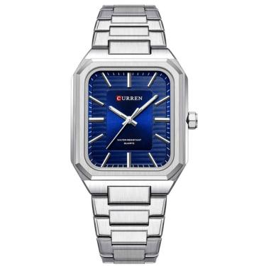 Imagem de Relógio Masculino Em Aço Inoxidável De Quartzo Casual Impermavel 3atm Azul Prata