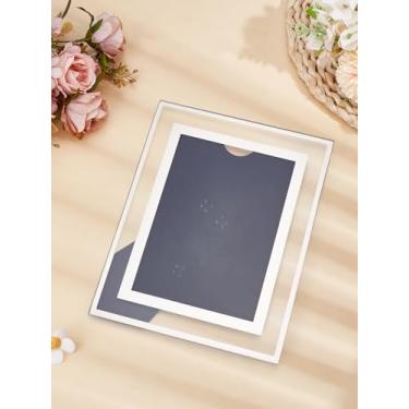 Imagem de 1 suporte de moldura de vidro, molduras retangulares transparentes para fotos de casamento, moldura de vidro duplo para exibição de mesa ou ótimo presente para aniversário, casamento, 17 x 13 x 0,8 cm