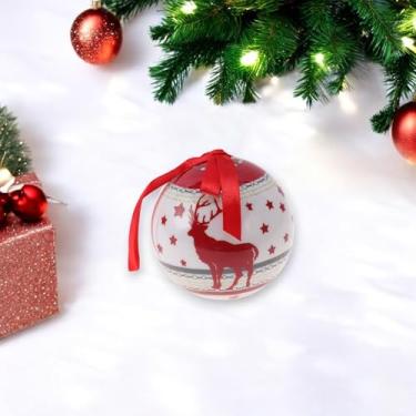 Imagem de Generic 1 peça de enfeites de bolas de Natal bola de alce branca redonda de plástico branco 7,2 cm