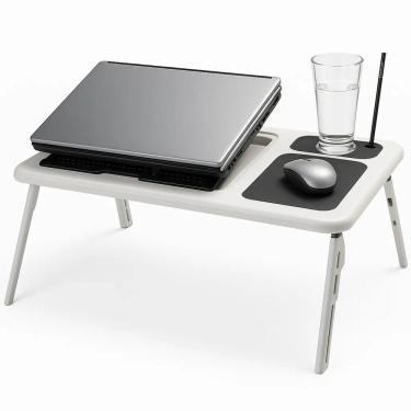 Imagem de Mesa Para Notebook Com 2 Coolers Integrados – Design Dobrável, Ajuste De Inclinação E Superfície Multifuncional