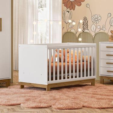 Imagem de Berço Mini Cama Para Quarto Infantil Linha Slim branco Acetinado
