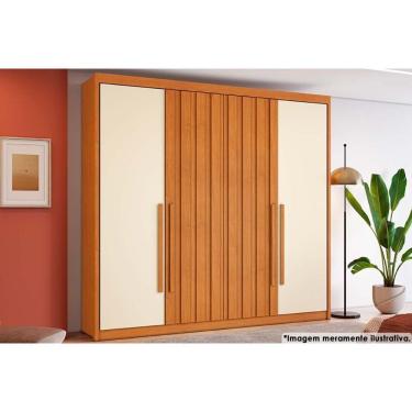 Imagem de Guarda Roupa 4 Portas (2 Ripadas) E 4 Gavetas Grécia Cinamomo-off White - Conquista