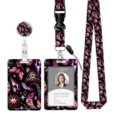 Imagem de Cordão retrátil para crachá de identificação com clipe e chaveiro, ajustável, bonito carretel de separação, durável, perfeito para mulheres enfermeiras, professoras, trabalhadoras de escritório