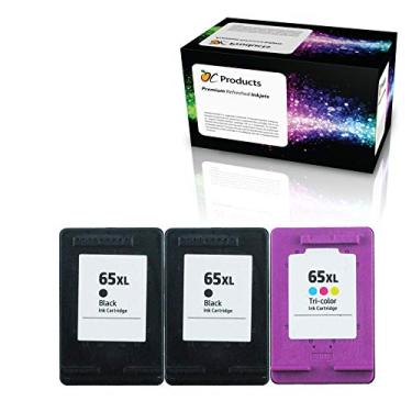 Imagem de OCProducts Cartucho de tinta recarregado de substituição para HP 65 65XL para impressoras Deskjet 3720 3755 3730 3752 3732 3758 2652 2655 (2 pretas 1 cor)