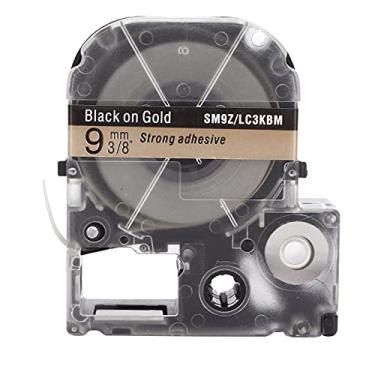 Imagem de Fita de etiqueta à prova de óleo, anticorrosão, resistente ao desgaste, transparente, durável, etiquetadora, para impressora de etiquetas, série LW, máquina de etiquetas Jin (Texto preto de 9 mm