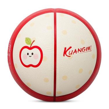 Imagem de Kuangmi Bola de basquete com tema alimentar, tamanho oficial 7 (75 cm), bola de rua divertida e inovadora, para uso interno e externo, Apple