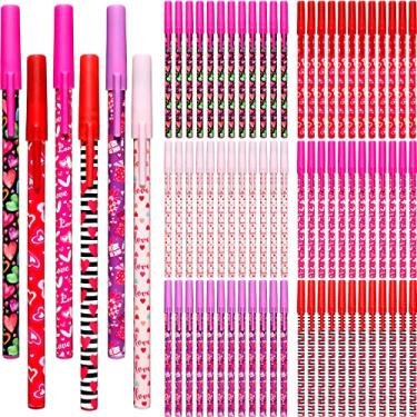 Imagem de Canetas esferográficas para Dia dos Namorados em grande quantidade para feliz dia dos namorados, canetas esferográficas para escritório, material escolar, presentes de aniversário dos namorados, para professores, estudantes, crianças, 0,7 mm (96)