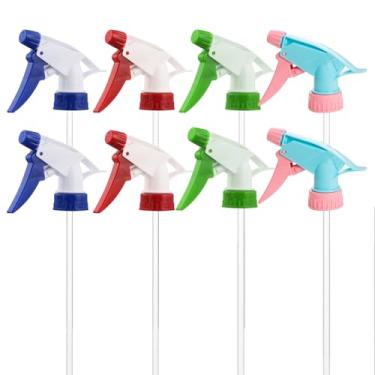 Imagem de 8 bicos de garrafa de spray (vermelho, azul, verde, rosa, 2 peças cada) – cabeças de substituição de bocal de pulverização de plástico resistente, à prova de vazamento e pulverizador ajustável para