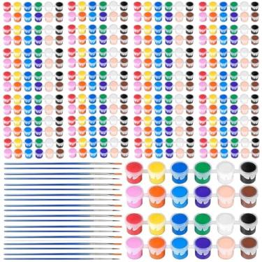 Imagem de 420 peças de tinta acrílica lavável para artes e artesanato infantil, 30 conjuntos de tinta aquarela guache de 12 cores para materiais de pintura de sala de aula, 30 pincéis planos e 30 pincéis
