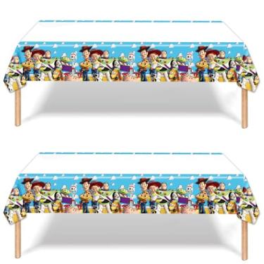 Imagem de Zaprosze Toalha de mesa descartável Toy Storys, artigos de festa de aniversário e decorações retangulares para crianças, meninos, chás de bebê, 187 x 106 cm