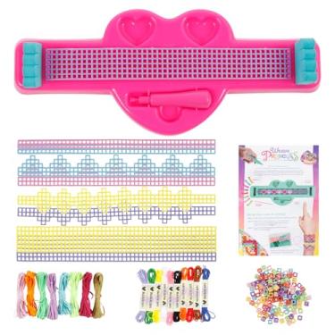 Imagem de ZFLYCANP Kit de fabricação de pulseiras, conjunto de tecelagem de corda manual com trançador, pacotes de fios coloridos, tiras adesivas, prendedores de cordão e contas para pulseira da amizade ou kit