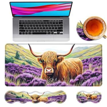 Imagem de TOEMZTFT Mouse pad grande e descanso de pulso para teclado, tapete de mesa para teclado e mouse, mouse pad grande para jogos 4 em 1 com suporte de pulso, tapete de mesa para jogos de estudo de