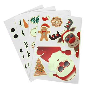 Imagem de ZJchao 4 Peças de Adesivos de Natal, Decalques de Parede de PVC Autoadesivos para Espelhos de Portas de Vidro de Janelas, Com Design Fácil de Descascar e Colar para Decorações de