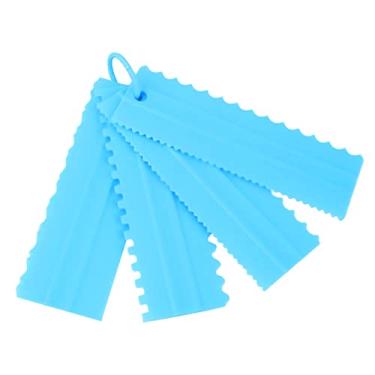 Imagem de Generic Raspador de Bolo, Pente de Decoração de Bolo de 4 Peças para Criar Lindas Listras de Creme de Manteiga Feitas de Plástico, Fácil de Usar na Loja (Azul)