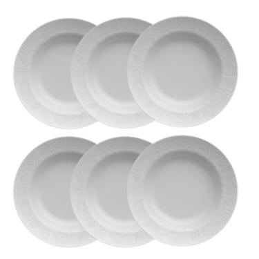 Imagem de Jogo Pratos Fundos Sopa Porcelana 23,5cm - Kit 6 Unid