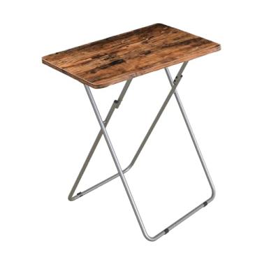 Imagem de ZHUJERRY Bandejas de TV, mesa de jantar dobrável, mesa de jantar para comer com estrutura de metal resistente, pequenas bandejas dobráveis para sala de estar, sofá, cama, sem necessidade de montagem