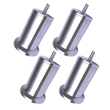Imagem de ZJYWMM 4 peças de pernas de móveis de aço inoxidável pernas de mesa de metal para móveis pés de substituição de móveis de elevação de sofá pernas de sofá mesa pernas armários de cama elevadores M8