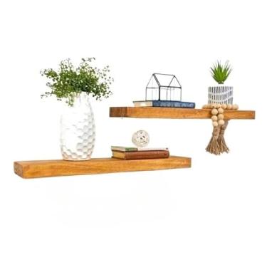 Imagem de Prateleira Industrial Decorativa Invisível Sem Suporte Tipo Rústica(Natural,60cm)