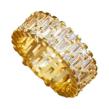 Imagem de Anel De Noivado Feminino Banhado a Ouro 18K Com Zircônia Cúbica Baguet