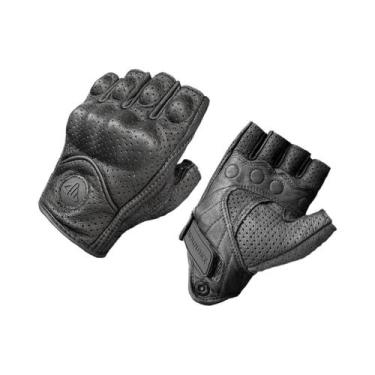 Imagem de Luvas De Couro Respirável Para Motocicleta, Dedos Cortados, Motocross,