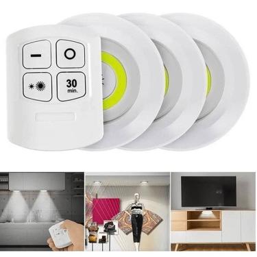 Imagem de Kit 3 Lampada Luminaria Led Spot Sem Fio Controle Remoto