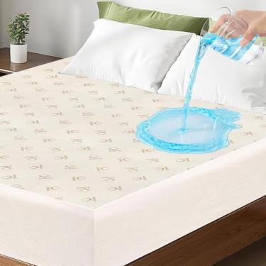 Imagem de Capa protetora de colchão king size, impermeável, respirável, de algodão, felpudo, lençol com elástico profundo para colchão de 20 a 61 cm