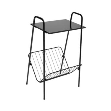 Imagem de WeiLaiKeQi Suporte para vaso de flores de mesa lateral de ferro Mesa de chá Suporte para plantas de interior para Espaço pequeno, Preto