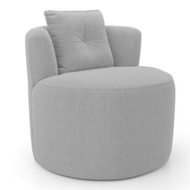 Imagem de Poltrona Orgânica Living Bob Com 01 Almofada Bouclê Cinza Claro - Desk Design