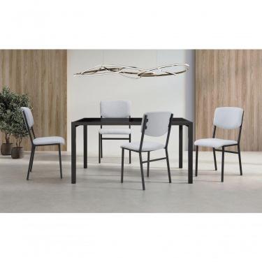 Imagem de Conjunto Mesa Atenas 120cm 4 Cadeiras Confort Gol Decor Preto-preto-courino Off-preto