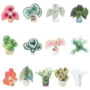 Imagem de Ipotkitt 24 peças, 12 estilos, alfinetes de lapela de planta acrílica, planta em vaso, crachá de ferro criativo, folhas de primavera, broches para roupas, roupas, mochilas, chapéus, jeans, gravatas