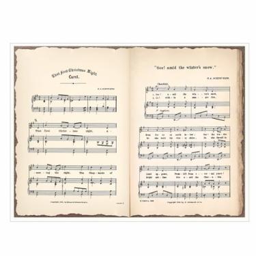 Imagem de Arte de parede vintage Christmas Carol – Impressão de partitura antiga de hino sagrado, pôster em tela inspirado na fé para decoração de casa, igreja ou sala sazonal 20 x 30 cm sem moldura