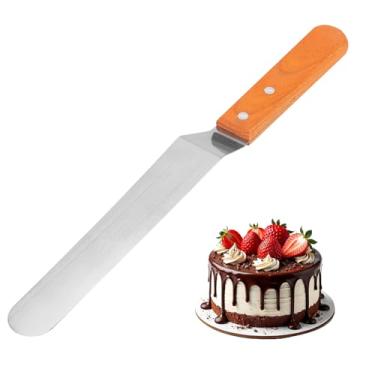 Imagem de Espátula De Confeiteiro Reta, Espátula De Aço Inoxidável Com Cabo De Madeira Para Bolo, Pão, Creme, Ferramenta De Cozimento De Cozinha Mais Suave, Raspador De Mistura, Faca De Decoração(8inches)