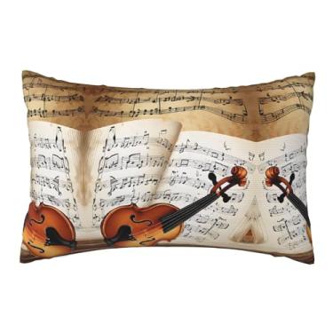 Imagem de Borboletas e violoncelo - Fronhas estampadas reversíveis - Design decorativo de dupla face, zíper oculto, poliéster macio para sofá, quarto e carro, tamanho único