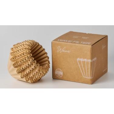 Imagem de Filtros de café Wave Paper 185 – tamanho grande – 100 unidades – marrom natural cru – para derramar sobre gotejador – Filtro de onda de alto fluxo para extração limpa