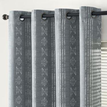 Imagem de Cortinas jinchan Blackout 95% Boho 160x160cm branca/cinza x2