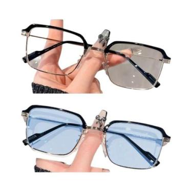 Imagem de Óculos De Sol Vintage Unissex Fotochromic Quadrados Anti Luz Azul Ócul