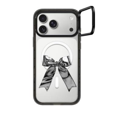 Imagem de CASETiFY Capa com suporte de anel de impacto para iPhone 17 Pro Max [suporte/compatível com Magsafe/2 m. Proteção contra quedas de grau militar 3X] - Fita metálica - Preto transparente